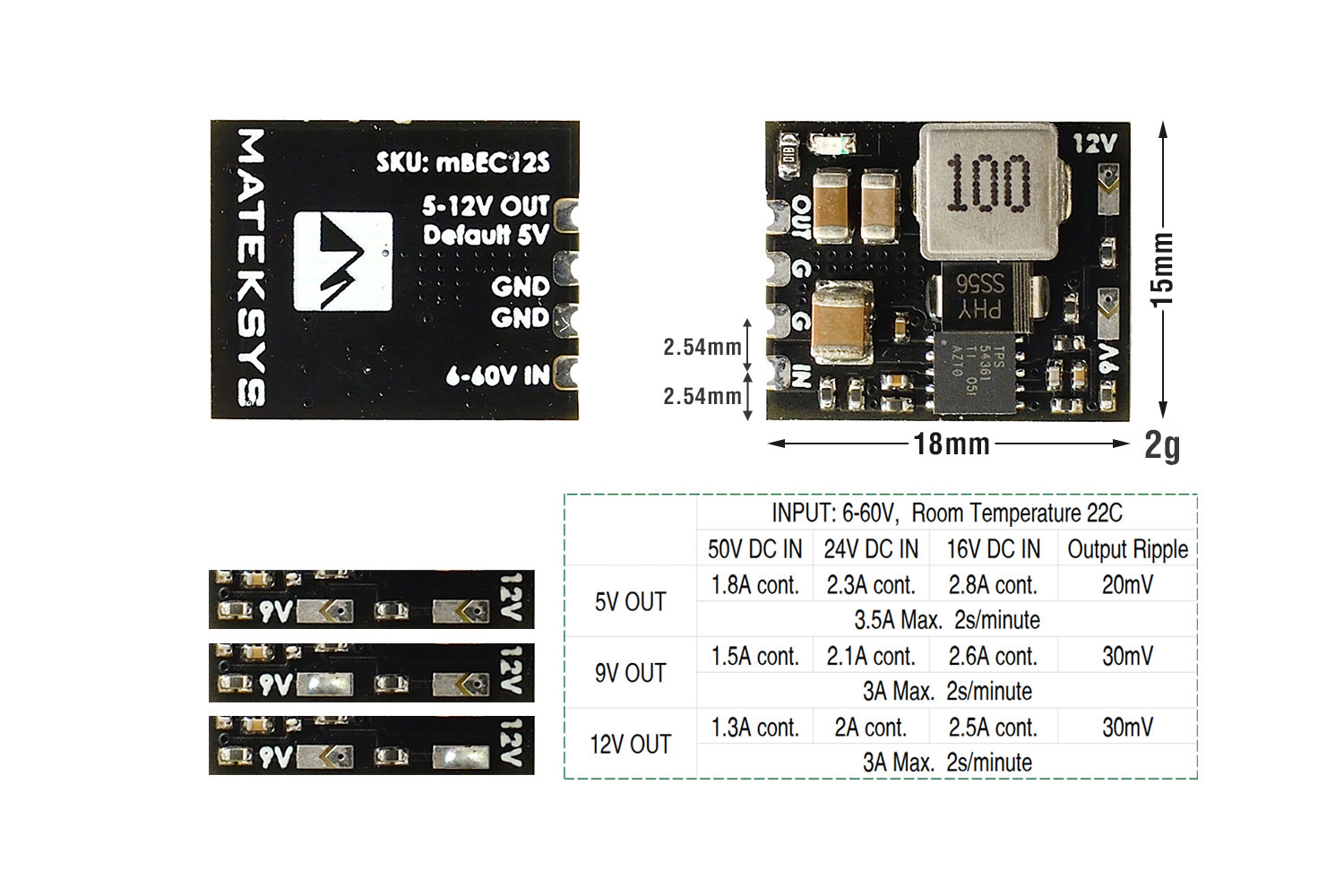 Модуль питания Micro BEC 6-60V to 5V/9V/12V-ADJ — MBEC12S