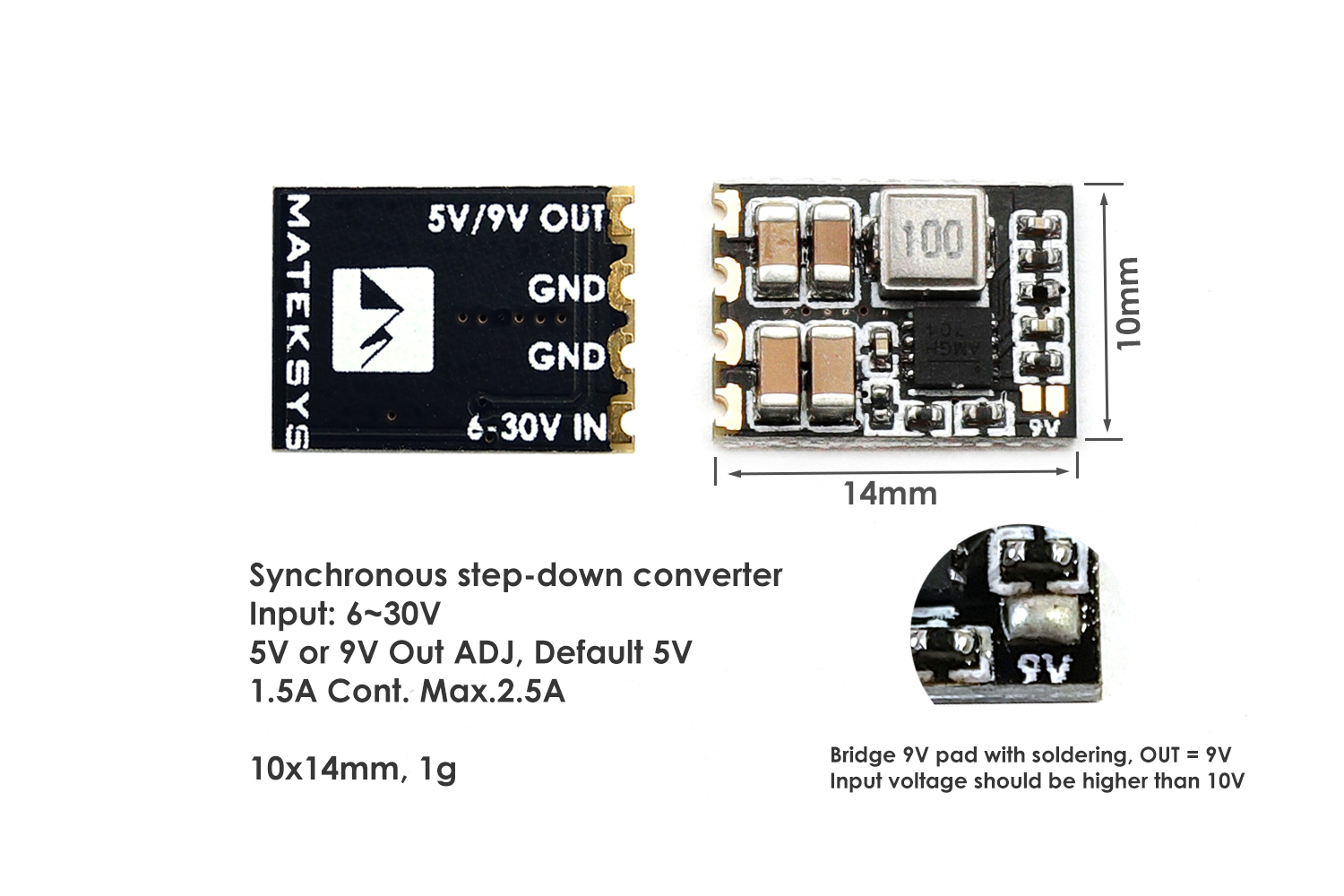 Модуль питания Micro BEC 6-30V to 5V/9V-ADJ, 3pcs/pkg — MBEC6S